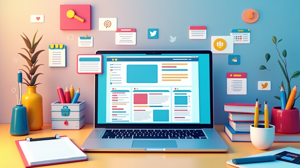 A computer screen displaying various social media icons for business growth