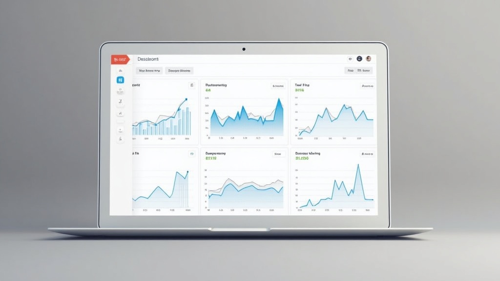A website analytics dashboard on a laptop with graphs showing traffic drops and recovery trends
